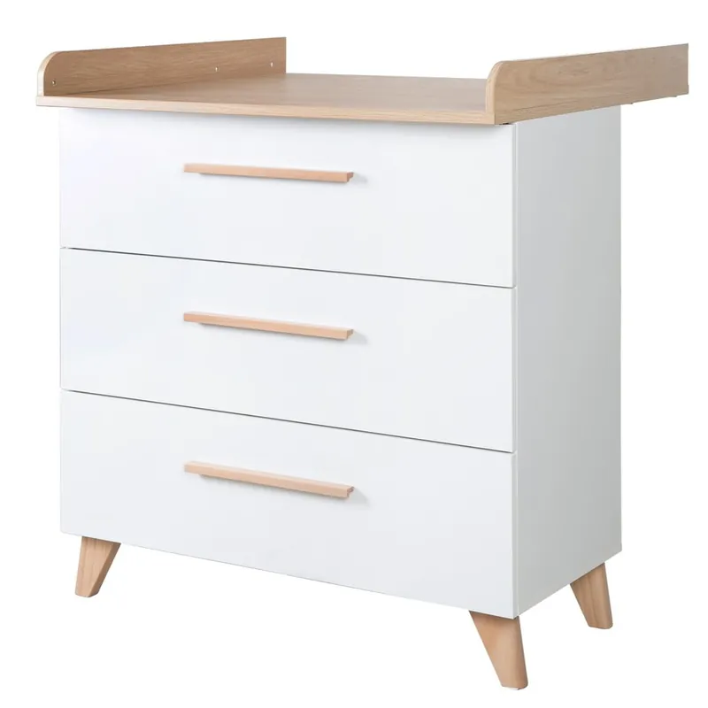 Biała komoda dziecięca w dekorze dębu z przewijakiem 88,5x99x76 cm Léon – Roba Bonami Wyprzedaż