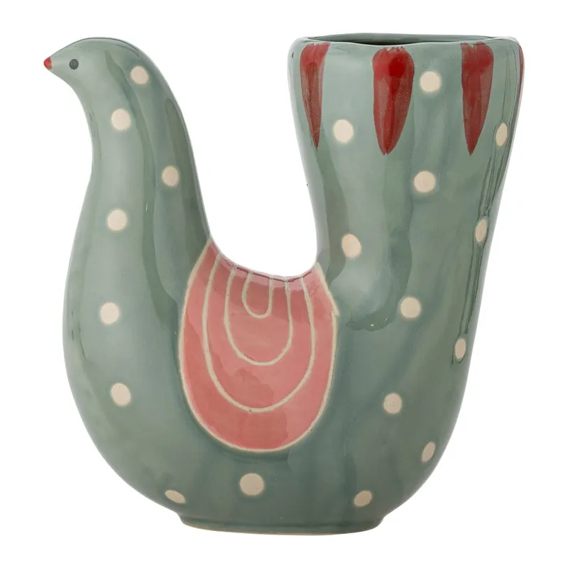 Zielony kamionkowy ręcznie malowany wazon (wysokość 19 cm) Trudy – Bloomingville Bonami Darmowy zwrot
