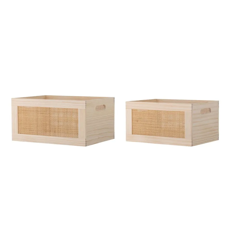 Drewniane pojemniki zestaw 2 szt. w naturalnym kolorze 39x29x20 cm Piana – Bloomingville Bonami Do wyczerpania zapasów