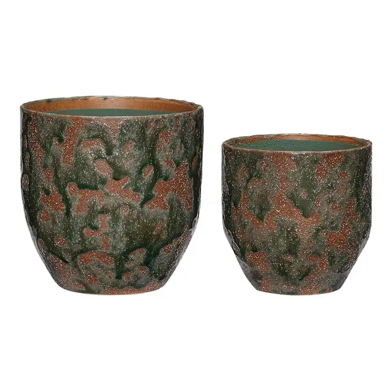 Ceramiczne ręcznie wykonane osłonki na doniczki zestaw 2 szt. ø 15 cm Normu – Hübsch Bonami Zniżka