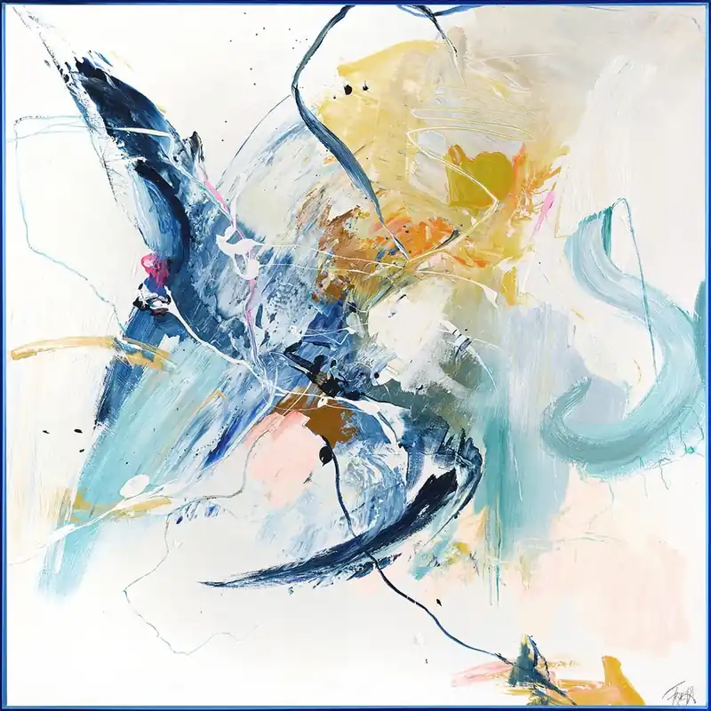 Bezpieczna płatność Obraz z ręcznie malowanymi elementami 102x102 cm Confidential Blue – Malerifabrikken Bonami