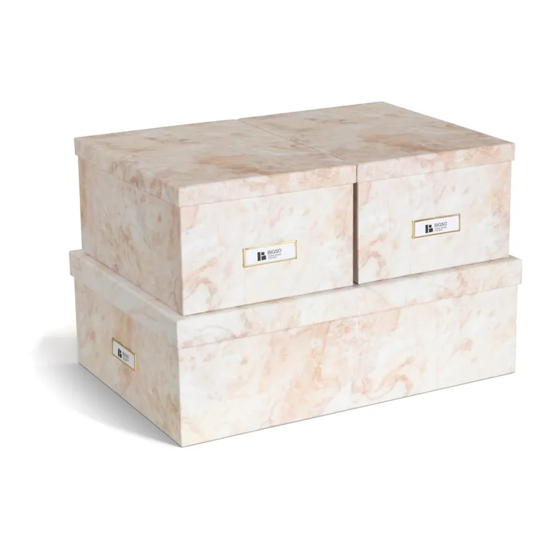 Beżowe kartonowe pojemniki zestaw 3 szt. z pokrywką 31x47x15,5 cm Inge Paper Laminate – Bigso Bonami Oferta
