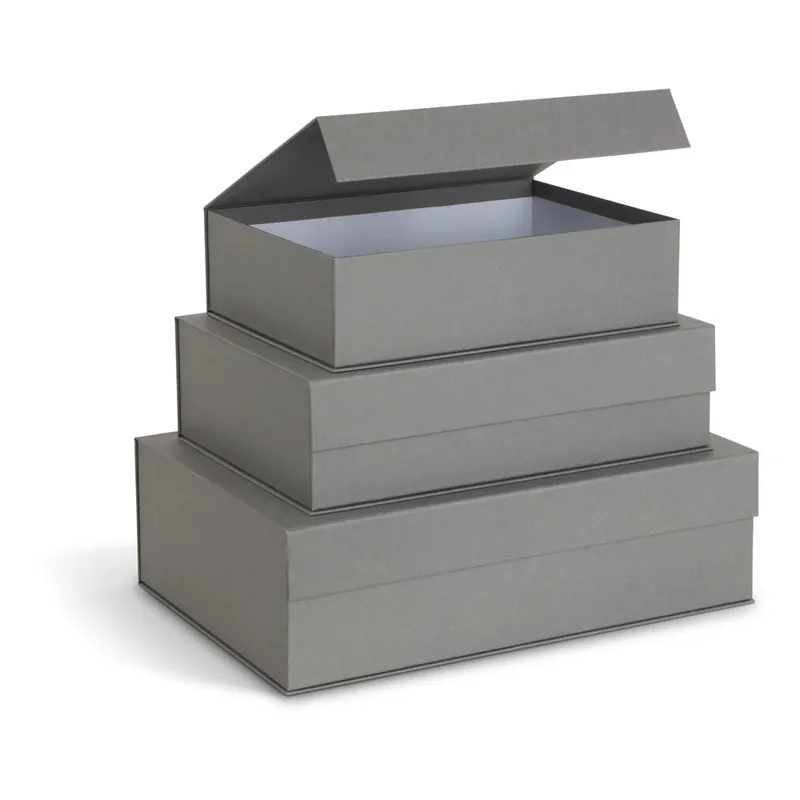 Szare kartonowe pojemniki zestaw 3 szt. z pokrywką 42,5x29,5x13 cm Kian Paper Laminate – Bigso Bonami Kup online