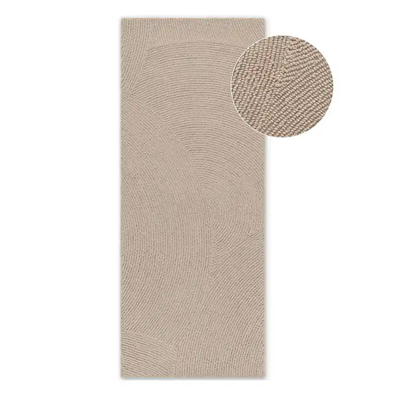 Beżowy wełniany chodnik tkany ręcznie 80x200 cm Calmio – Hanse Home Bonami Oferta