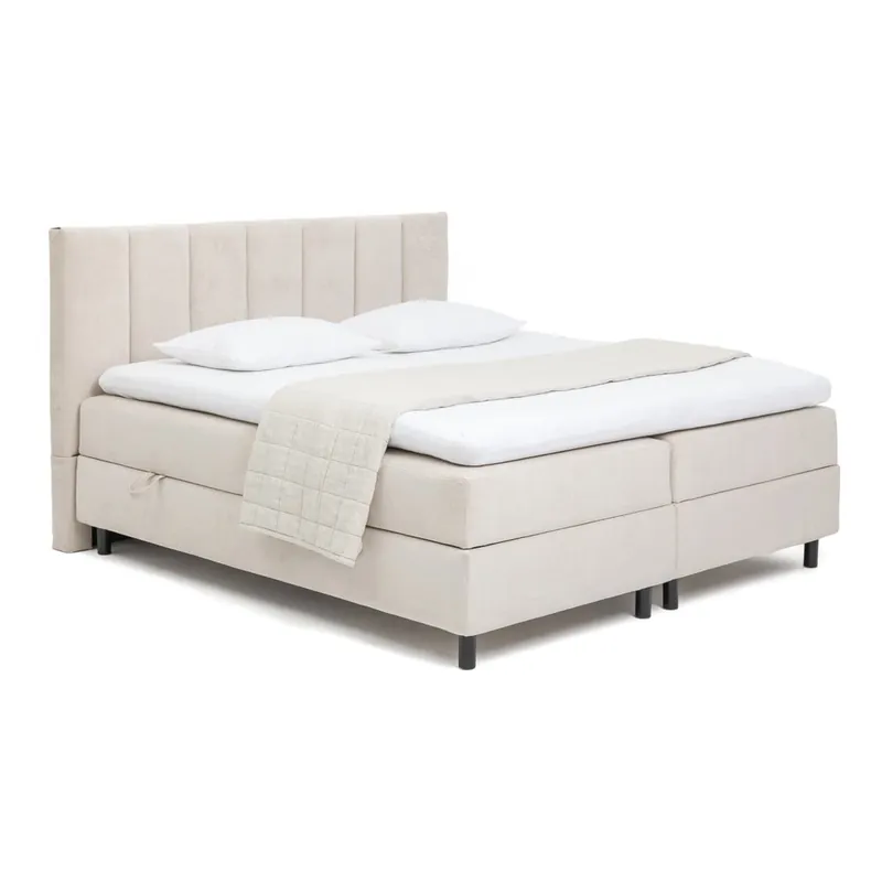 Beżowe łóżko kontynentalne ze schowkiem 180x200 cm Elva Bold Line – Bonami Selection Bonami Wyjątkowa oferta