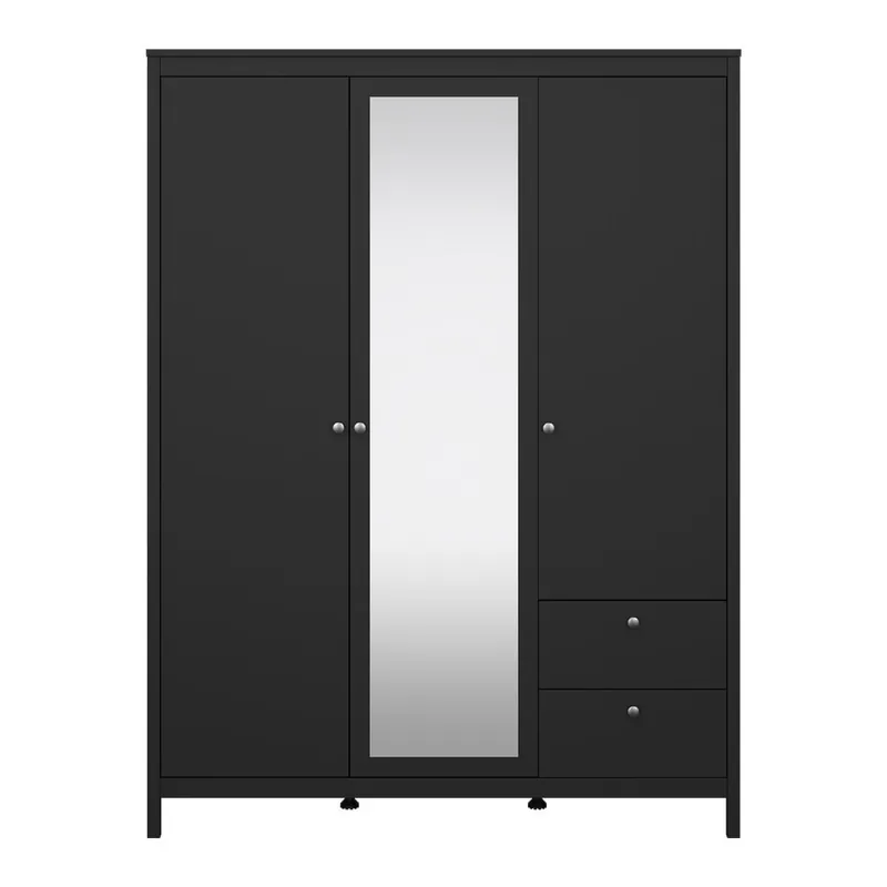 Darmowy zwrot Czarna szafa z lustrem 150x199x58 cm Madrid – Tvilum Bonami