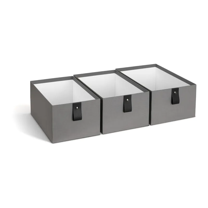 Zamów teraz Szare kartonowe pojemniki zestaw 3 szt. 20,5x29,5x14,5 cm Aston Paper Laminate – Bigso Bonami
