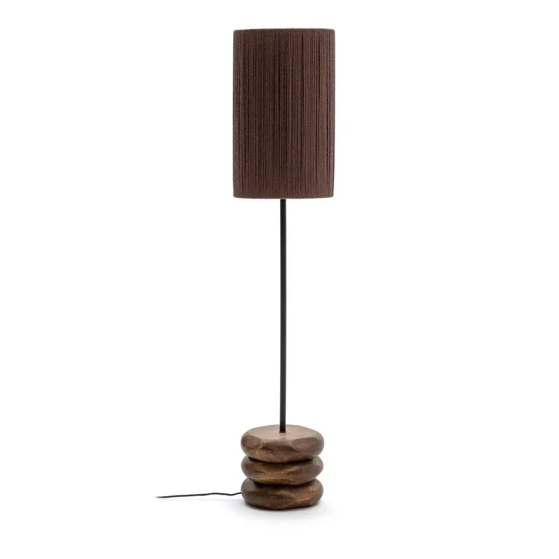 Bestseller Lampa stojąca z litego drewna akacjowego w ciemnym naturalnym kolorze (wysokość 147 cm) Kor – Kave Home Bonami