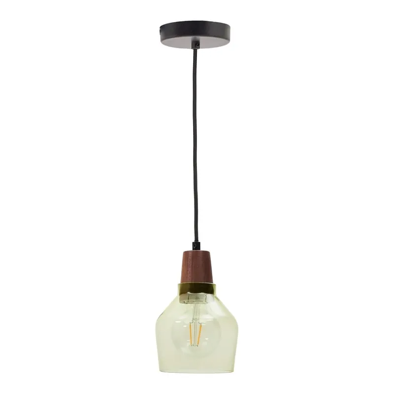 Zielono-naturalna lampa wisząca ze szklanym kloszem ø 13,5 cm Silex – Kave Home Bonami Tani