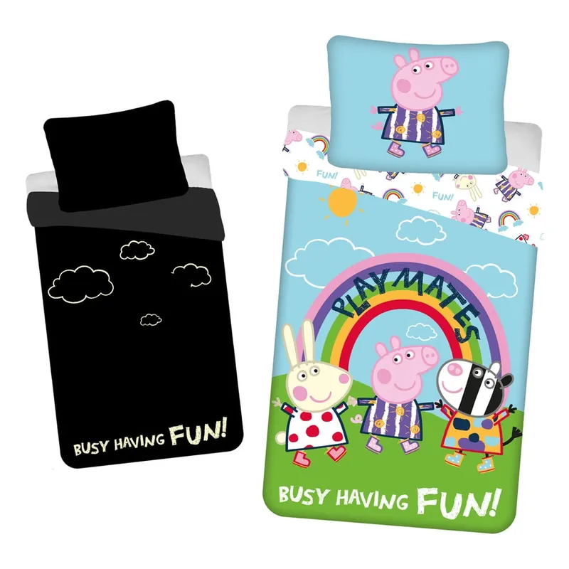 Bawełniana fluorescencyjna pościel dziecięca jednoosobowa 140x200 cm Peppa Pig – Jerry Fabrics Bonami Bezpieczne zakupy