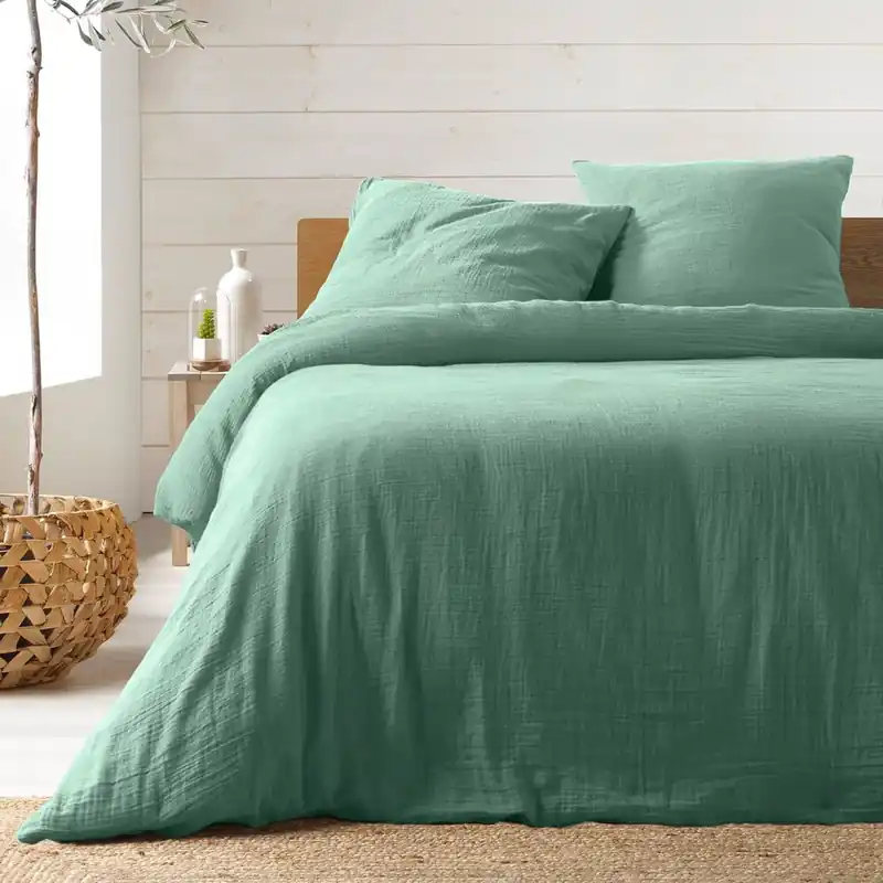 Jasnozielona pościel dwuosobowa muślinowa 240x220 cm Angelia – douceur d‘intérieur Bonami Oferta czasowa