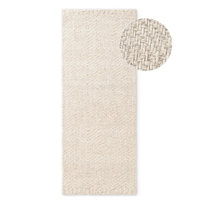 Kremowy chodnik z mieszanki wełny tkany ręcznie 80x200 cm Majoli – Elle Decoration Bonami Tylko do końca tygodnia