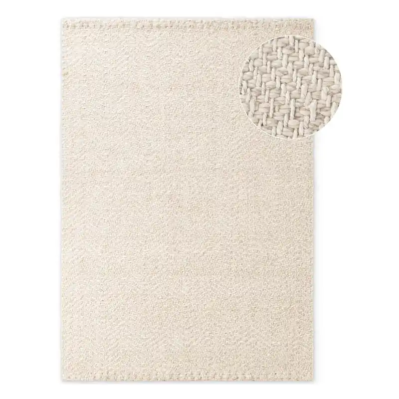 Ograniczona ilość Kremowy dywan z mieszanki wełny tkany ręcznie 120x170 cm Majoli – Elle Decoration Bonami