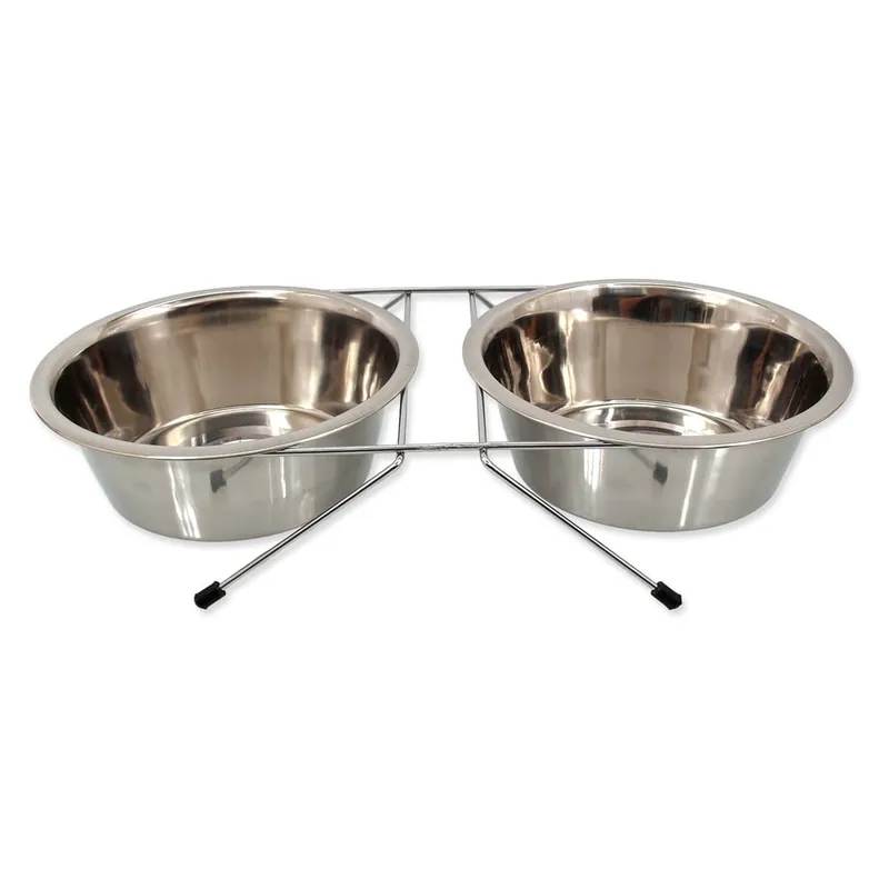 Wybór klientów Zestaw misek ze stojakiem dla psów ze stali nierdzewnej ø 21 cm Dog Fantasy – Plaček Pet Products Bonami