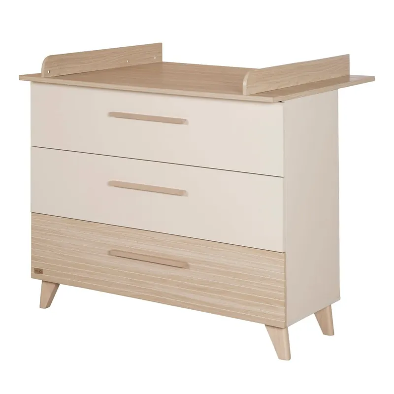 Zniżka Kremowo-naturalna komoda dziecięca w dekorze dębu z przewijakiem 110x98x75 cm Sidney – Roba Bonami