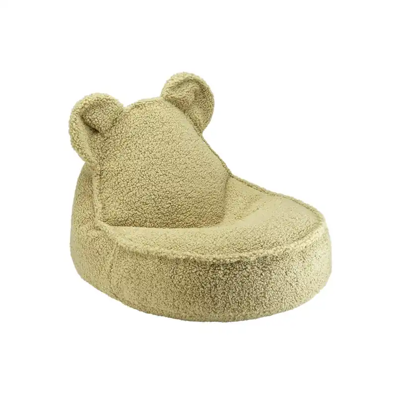 Cena promocyjna Zielony dziecięcy worek do siedzenia z materiału bouclé Bear – Wigiwama Bonami