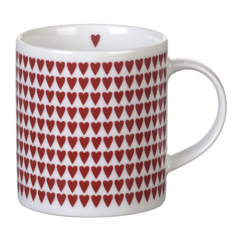 Zniżka Czerwony porcelanowy kubek Red Hearts, 8,5 cm Bonami