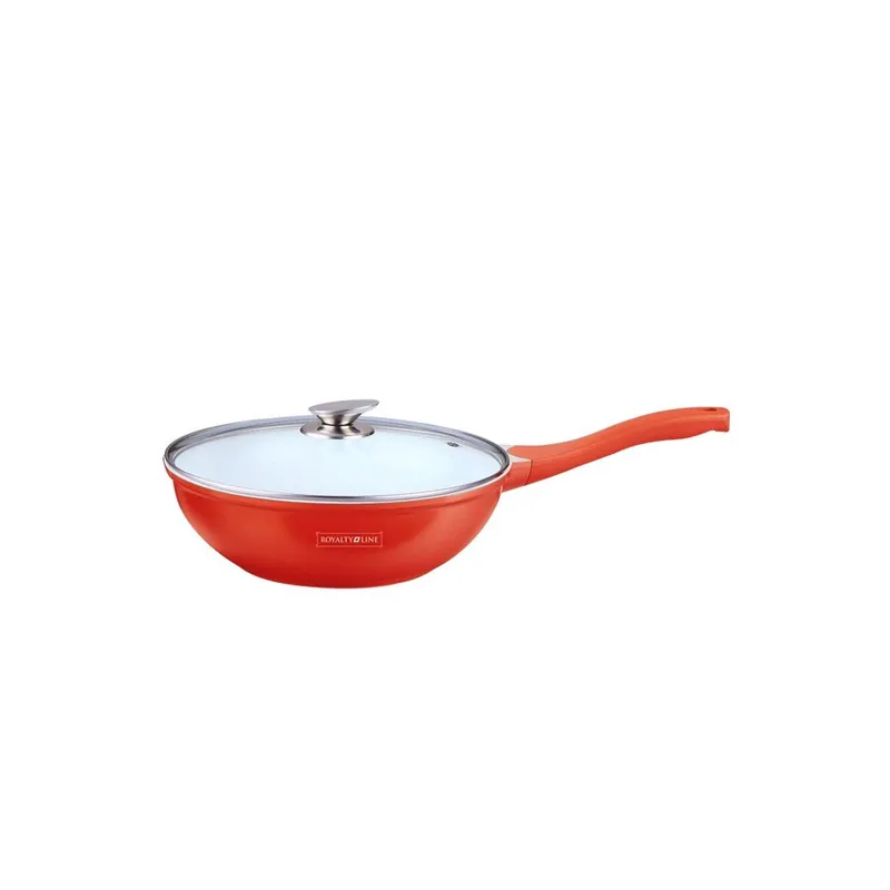 Do wyczerpania zapasów Patelnia WOK Die Cast ze szklaną pokrywką 30 cm, czerwona Bonami