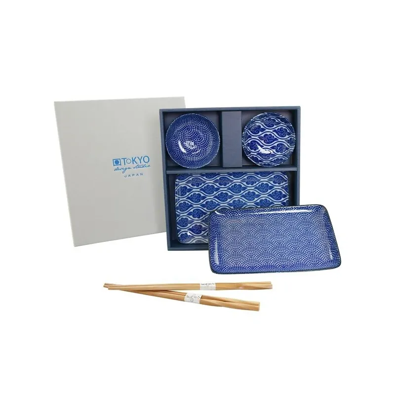 Zniżka Zestaw talerzy i pałeczek Nippon Blue Romantic dla 2 osób Bonami