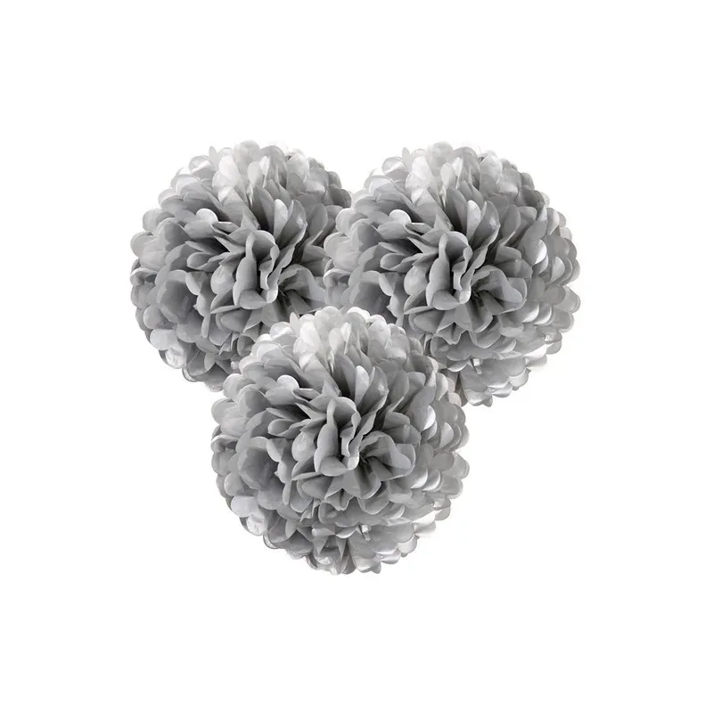 Darmowy zwrot Papierowa dekoracja Pom Poms Silver, 3 szt. Bonami
