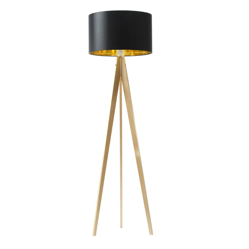 Lampa stojąca Artist Black Golden/Birch, 125x42 cm Bonami Wysoka jakość