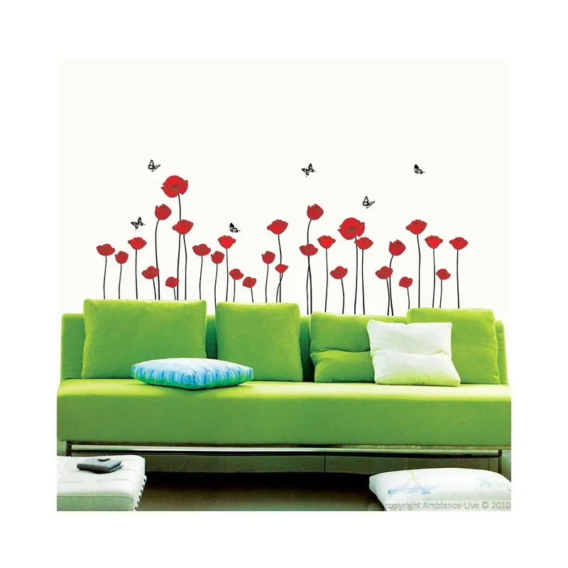 Wyjątkowa oferta Zestaw naklejek Ambiance Red Poppy Flowers Bonami