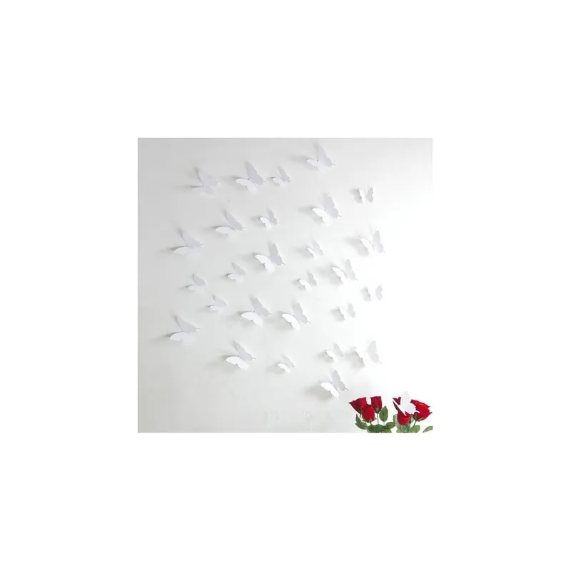 Zestaw 12 białych naklejek 3D Ambiance Butterflies Bonami Ograniczona ilość