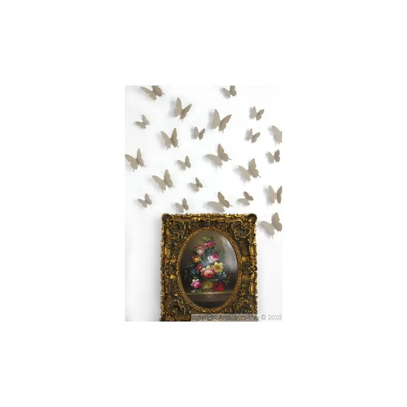Ostatnie sztuki Zestaw 12 brązowych naklejek 3D Ambiance Light Brown Butterflies Bonami