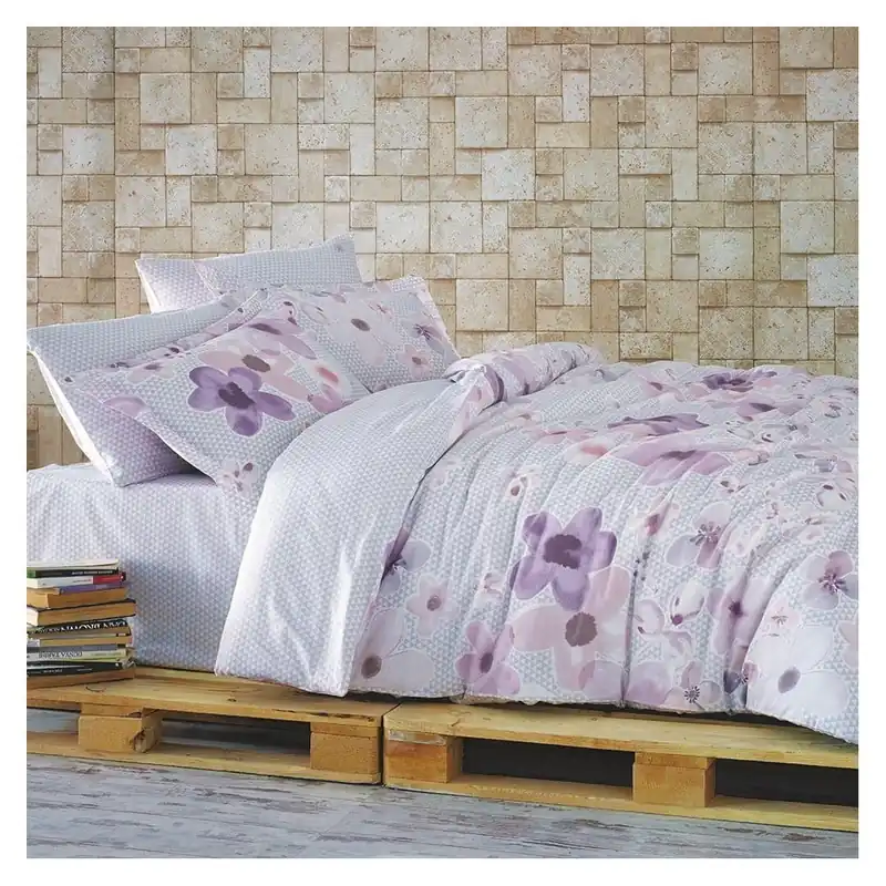 Komplet pościeli z prześcieradłem Purple Flora, 200x220 cm Bonami Zamów dziś