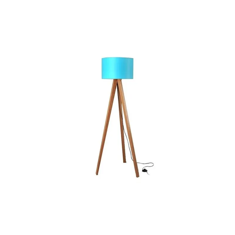 Premium Lampa stojąca Tripod Blue/Walnut Bonami