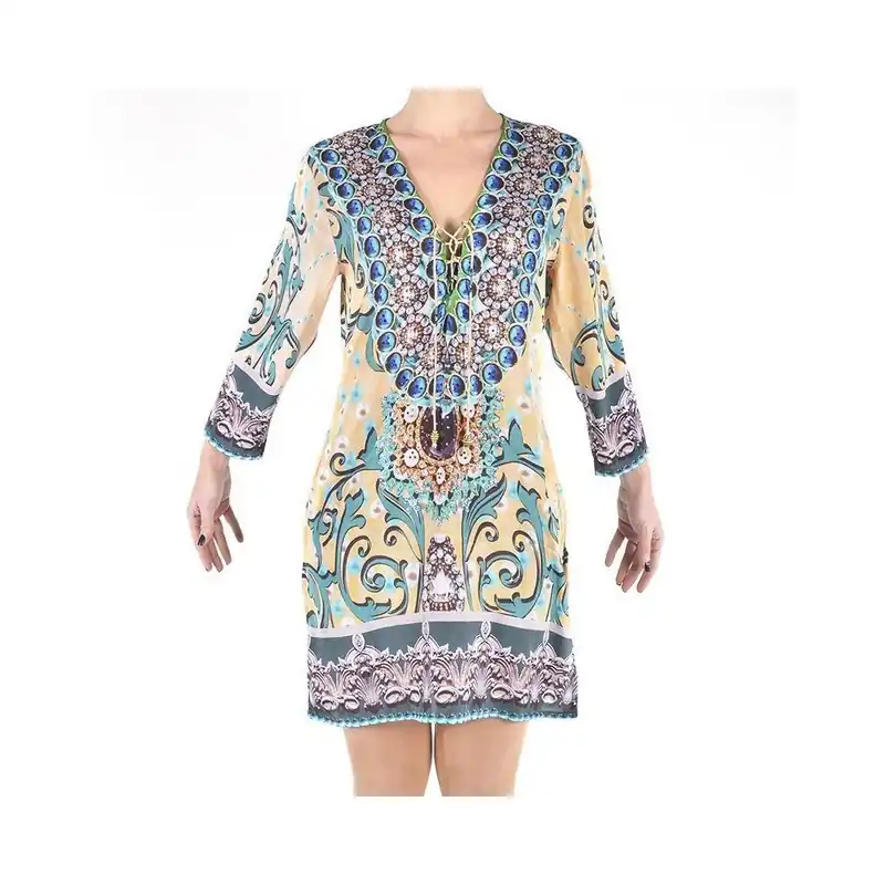 Hit cenowy Sukienka plażowa Kurta, M, beżowo-niebieska Bonami