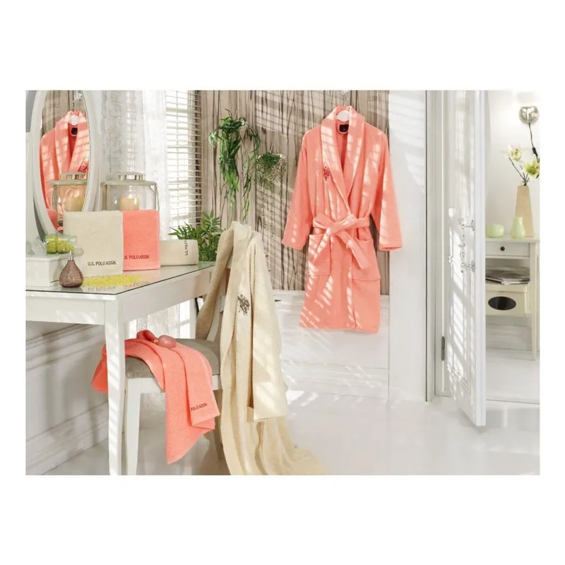 Komplet 2 szlafroków i 4 ręczników US Polo Yellow Pastel Bonami Hit sprzedaży