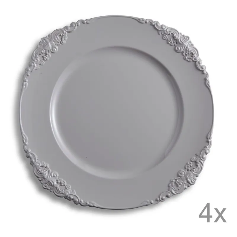 Okazja Zestaw 4 talerzy z tworzywa sztucznego Elegance Dove Grey Bonami