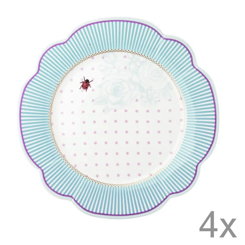 Dostępne od ręki Porcelanowy talerz Stripie Lisbeth Dahl, 24 cm, 4 szt. Bonami