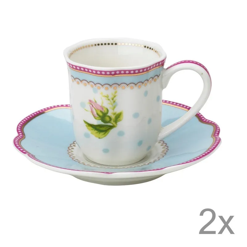 Porcelanowa filiżanka na espresso ze spodkiem Lovely Lisbeth Dahl, 2 szt. Bonami Wysoka jakość