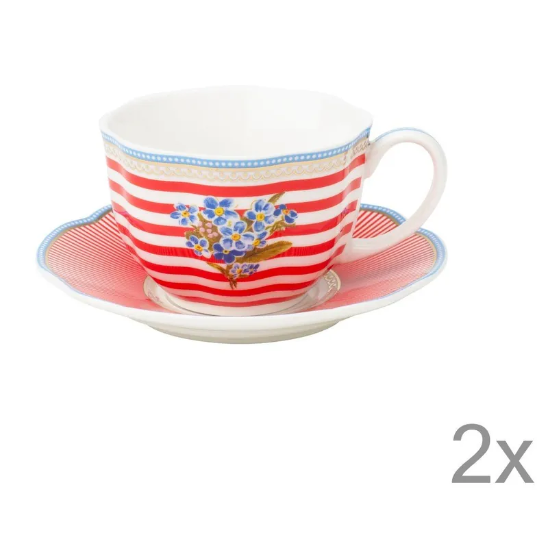 Bestseller Porcelanowa filiżanka ze spodkiem Happy Lisbeth Dahl, 2 szt. Bonami
