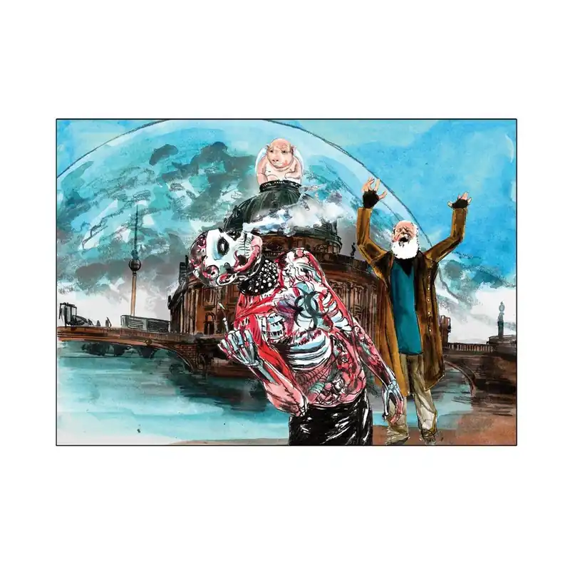 Plakat autorski Toy Box "Bóg stoi na moście, śmieje się i widzi jeszcze więcej cieni", 60x84 cm Bonami Ostatnie sztuki