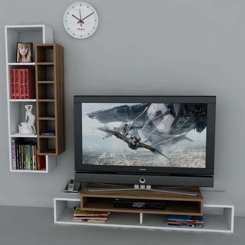 Sprawdź teraz Stolik telewizyjny First TV Stand White/Walnut Bonami