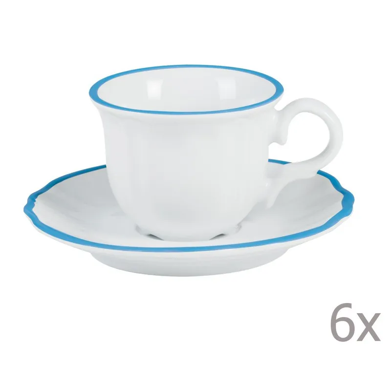 Zestaw 6 filiżanek ze spodkiem Parisienne Azzurro Bonami Nowość