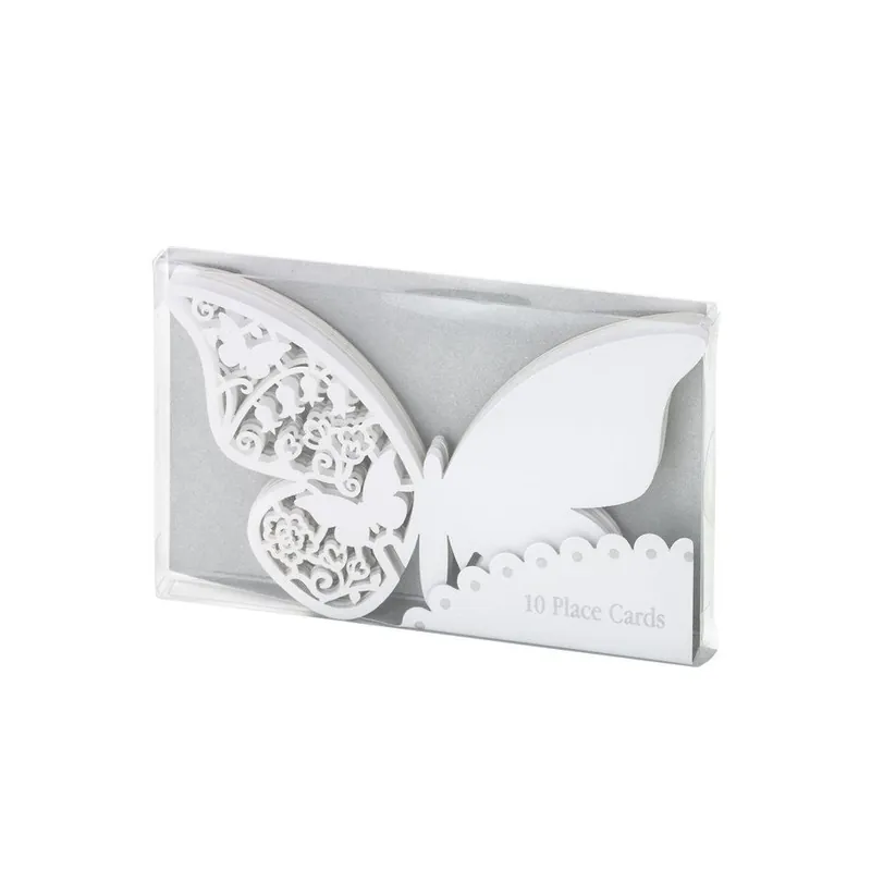 Oferta limitowana Komplet 10 znaczników/winietek Butterflies, biały Bonami