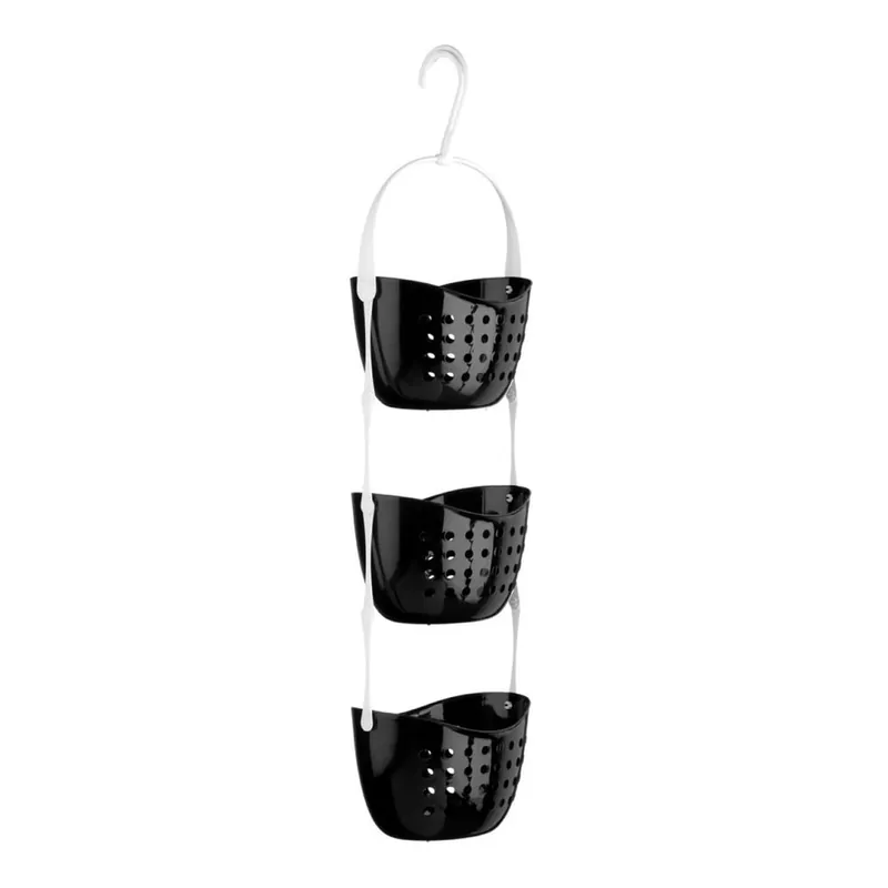 Czarny organizer wiszący pod prysznic z 3 przegródkami Premier Housewares Shower Caddy Bonami Hit cenowy