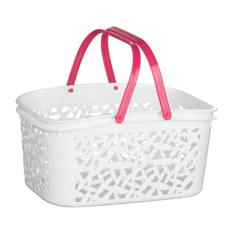 Biały koszyk z różowymi elementami Premier Housewares Storage Basket Hot Pink Plastic Bonami Zamów teraz