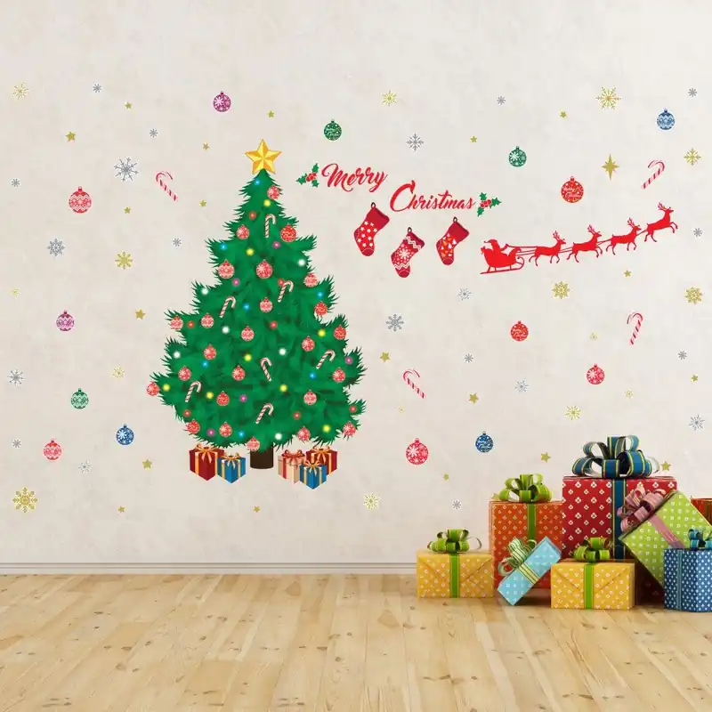 Ograniczona ilość Naklejka na ścianę Walplus Traditional Christmas Tree Decoration Set Bonami
