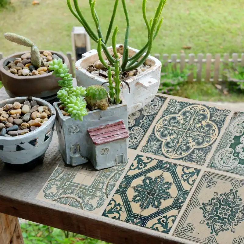 Bestseller Zestaw 4 naklejek WALPLUS Vintage Green Tiles Bonami