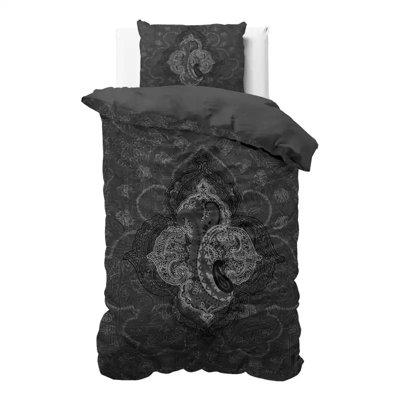 Ciemnoszara jednoosobowa pościel z mikroperkalu Sleeptime Modern Paisley, 140x220 cm Bonami Niska cena