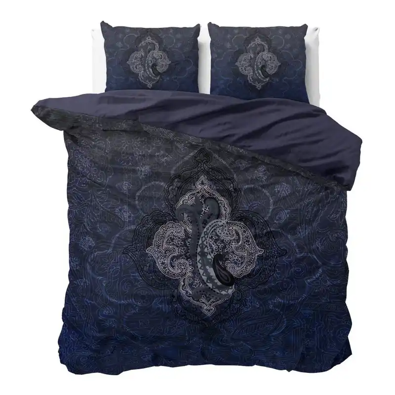 Ciemnoniebieska dwuosobowa pościel z mikroperkalu Sleeptime Modern Paisley, 200x220 cm Bonami Nie przegap