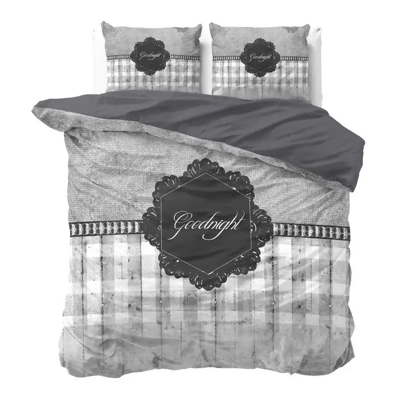 Cena promocyjna Szara dwuosobowa pościel z mikroperkalu Sleeptime Goodnight, 200x220 cm Bonami