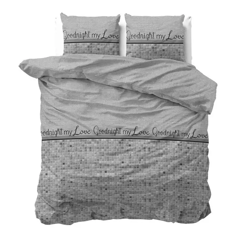 Ciemnoszara pościel z mikroperkalu Sleeptime Goodnight my Love, 240x220 cm Bonami Hit sprzedaży