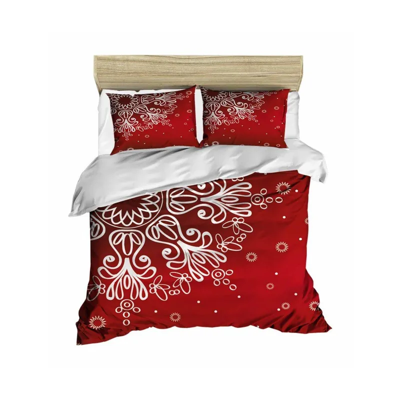 Dwuosobowa pościel z prześcieradłem Red Snowflake, 200x220 cm Bonami Ostatnia szansa