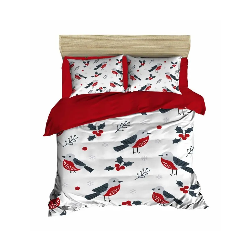 Dwuosobowa pościel z prześcieradłem Birds Red, 200x220 cm Bonami Oferta czasowa
